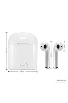 TWS Ecouteur sans fil Bluetooth 5.0 True Stereo Earphones In-ear dual Earbuds For iPad, iPhone, Galaxy, Xiaomi,Huawei smartphones i7 (White)