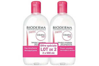 Produit d'hygiène bébé Bioderma Créaline eau micellaire h2o sans parfum 2x500ml**