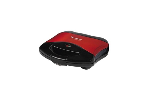 Appareil croque-monsieur rouge noir 650w avec plaques anti adhésives sm1808