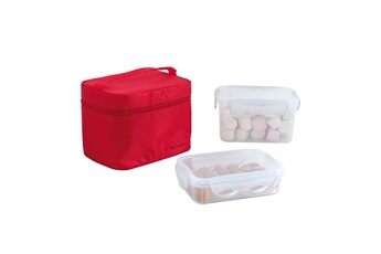 Accessoire repas Be Nomad Lunch box - 2 boites hermétiques (1,3 l et 600 ml) + pochette de transport rouge