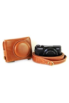 Etui en cuir de protection pour Canon PowerShot G7X MarkII - Brun