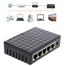 2019 Nouveau Rj45 Mini 5 Ports Réseau Ethernet Rapide Noir Hub Switch pour Pc de Bureau Ue aloha3875
