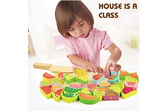 Autre jeux éducatifs et électroniques AUCUNE Kid cuisine jouet en bois fruits légumes coupe alimentaire faire semblant jouer jouets ensemble multicolore