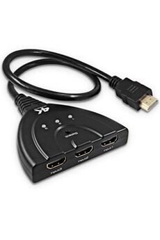 Câbles réseau CABLING  HDMI Switch 1080P, Switch HDMI 3 Ports Commutateur HDMI Sélecteur Splitter Manuel 3 Entrées à 1 Sortie HDMI Switcher Full HD1080p / 3D Pris en