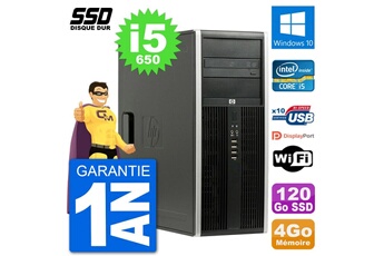 PC De Bureau HP PC Tour HP 8100 Elite Intel Core i5-650 Ram 4Go SSD 120Go Windows 10 WiFi