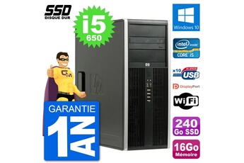 PC De Bureau HP PC Tour HP 8100 Elite Intel Core i5-650 Ram 16Go SSD 240Go Windows 10 WiFi