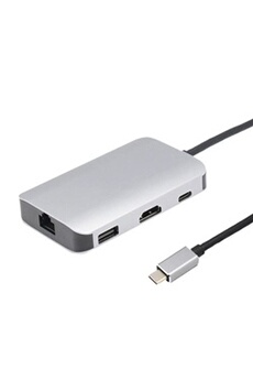 Adaptateur et convertisseur Non renseigné USB C type C 8 en1 USB 3.0 USB 2.0 Adaptateur RJ45 HDMI 4K SD TF HUB Card Reader