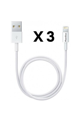 Câble téléphone portable Phonillico Lot 3 Cables USB Lightning Chargeur  Blanc pour iPhone 11 / 11 PRO / 11 PRO MAX - Cable Chargeur Mesure 1 Metre  [®]