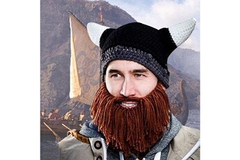 Autre jeu de plein air Totalcadeau Bonnet noir à cornes et barbe de viking
