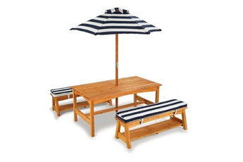 Maisons de jardin KIDKRAFT Ensemble table et bancs rembourr s d'ext rieur avec parasol