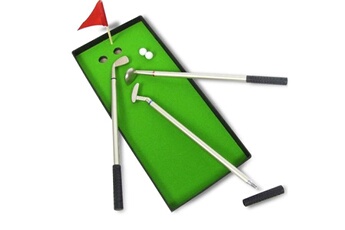 Autres jeux créatifs Totalcadeau 3 stylos clubs de golf, green, drapeau, 2 balles jeu golf miniature