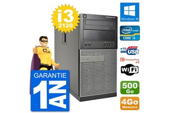 PC De Bureau Dell PC Tour Dell 7010 Intel Core I3-2120 Ram 4Go Disque Dur 500Go Windows 10 WiFi
