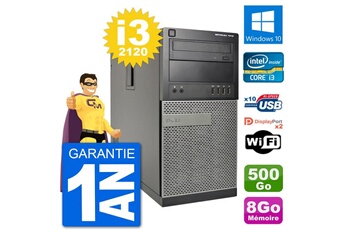 PC De Bureau Dell PC Tour Dell 7010 Intel Core I3-2120 Ram 8Go Disque Dur 500Go Windows 10 WiFi