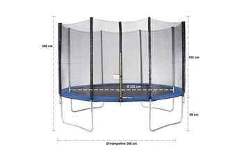 Trampoline Marque Generique Trampoline trampoline maxi eco ø 360 cm bleu - avec filet, echelle, couverture de protection