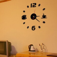 Mode Acrylique Bricolage Auto-Adhésif Intérieur Mur Creative Décoration Horloge Noir PL122