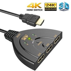 VSHOP Switch (commutateur) 3 Ports HDMI en 1 Ultra HD (2160p) avec câble 50 cm, Compatible avec PS4 / Xbox One/Switch