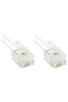Câbles réseau GENERIQUE VSHOP Câble RJ11 vers RJ11 4 broches pour modem routeur ADSL téléphone 6P4C 10 m blanc
