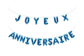 Article et décoration de fête Euro Mega Ballons bleu lettres joyeux anniversaire en aluminium pour fêtes anniversaire mariage ballons de fête 16 pouces bleu lots de 18 ballons lettres