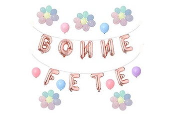 Article et décoration de fête Euro Mega Ballons rose lettres bonne fete en aluminium 16 pouces et 50 pièces ballons en couleur mixte 10 pouces pour fêtes anniversaire mariage