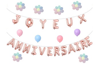Article et décoration de fête Euro Mega Ballons rose lettres joyeux anniversaire en aluminium 16 pouces et 50 pièces ballons en couleur mixte 10 pouces pour fêtes anniversaire mariage