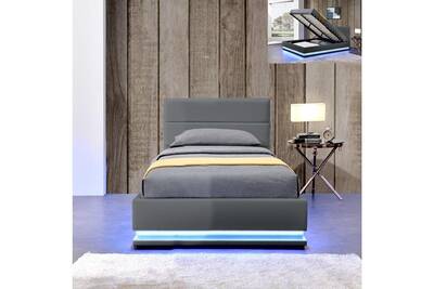 Lit 1 Place Meubler Design Lit Led Avec Coffre De Rangement Ava