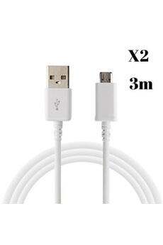 Câble téléphone portable Phonillico Lot 2 Cables pour ASUS ZENFONE 5 LITE / 4 MAX / 3 MAX / MAX M1 / MAX M2 / GO - Cable Chargeur Micro USB Mesure 3 Metres []