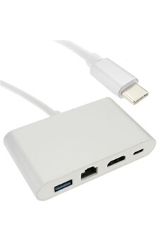 Convertisseur USB 3.1 type C vers HDMI et ethernet RJ45 et USB-A et USB-C