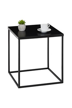 table d'appoint carré hilar, cadre et plateau en métal laqué noir