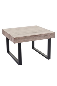 table basse de salon kos-c88 42x60x60cm chêne pieds métalliques foncés