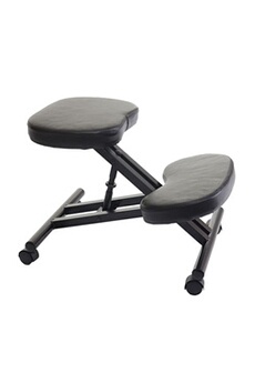 tabouret bas mendler siège assis à genoux hwc-e10, tabouret, chaise bureau, similicuir, métal, noir