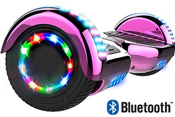 Small Smartscooter Hoverboard et Gyropode avec bluetooth pneu à led de couleur gyropode scooter overboard 6.5 pouces certifiés rose chromé