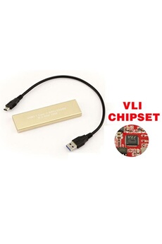 Accessoire pour disque dur Kalea-Informatique Boitier aluminium USB 3.1 Pour SSD M.2 M2 NGFF SATA B Key avec Chipset Via VLI