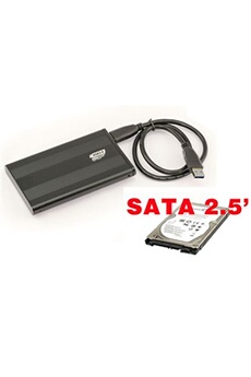 Accessoire pour disque dur Kalea-Informatique Boitier aluminium noir USB pour disque dur SATA 2,5 de PC portable 2.5. Liaison USB3 5G