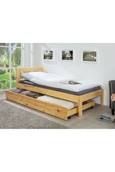 chambre complète adulte ac-deco tiroir de lit lati à roulettes - 200 x 90 cm - beige