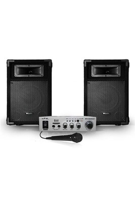 Lecteur Karaoké Ibiza Sound 2 enceintes passives PA 8/20cm 2x180W 2 voies + Ampli Karaoké Hifi 100W USB/BT + MIC