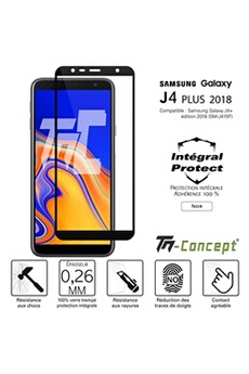 Protection d'écran pour smartphone TM Concept Verre trempé - Samsung Galaxy J4+ (2018) - Noir
