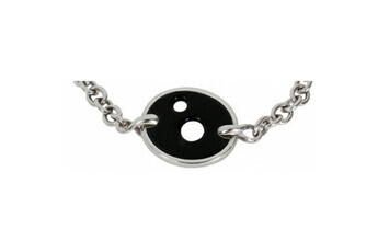 Bijou de déguisement Euroweb Bracelet en acier argenté pour femme yin yang rond trouée (20 cm) - idée cadeau femme originale