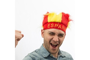 Article et décoration de fête Euroweb Chapeau perruque drapeau espagnol - dégusiement supporteur espagne