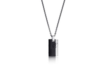 Bijou de déguisement Euroweb Collier en acier noir et argent à pendentif pour homme (56 cm) - bijou homme cadeau idée cadeau