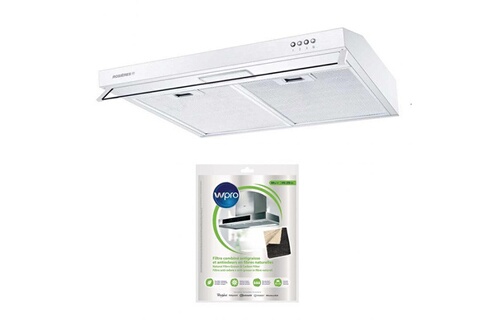 Hotte visière casquette aspirante blanc largeur 60cm débit d'air 348m3/h rh