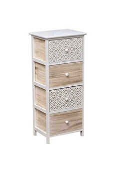 commode tendance meuble rectangulaire 4 tiroirs séri bois blanc - naturel -