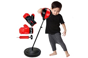 Autres jeux créatifs AUCUNE Set de boxe sport avec sac de boxe et gants - punching ball for kids adjustable rouge