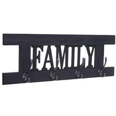 Garderobe murale HWC-C60 Family shabby chic 60x21cm gris foncé