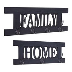 2x garderobe murale HWC-C60 Home et Family style shabby chic 60x21cm gris foncé