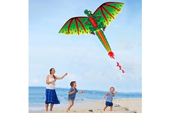 Autres jeux créatifs AUCUNE 3d d-ragon k-ite kids toy fun outdoor flying activity game enfants with tail vert