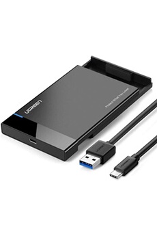 Accessoire pour disque dur GENERIQUE UGREEN USB 3.1 Gen 2 Type C Boîtier Externe 2.5 Pouces Disque Dur SATA III II I HDD SSD 7mm 9.5mm 6To Max 6Gbps UASP Compatible Câble USB A vers C