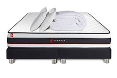 Pack double sommier 100x200 + matelas FORM 200x200 + 2 oreillers mémoire de forme + Couette Percale
