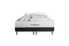 Pack Matelas À Mémoire De Forme Nottingham 180x200cm + Double Sommier Noir 90x200 Cm + 2 Oreillers + 1 Couette