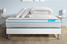 Pack 180x200 matelas BodyMax + sommier kit blanc + Couette 260x240cm + 2 oreillers 60x40cm