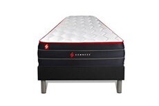 Ensemble 90x190 matelas BOOST ressorts ensachés et mémoire de forme + sommier kit noir